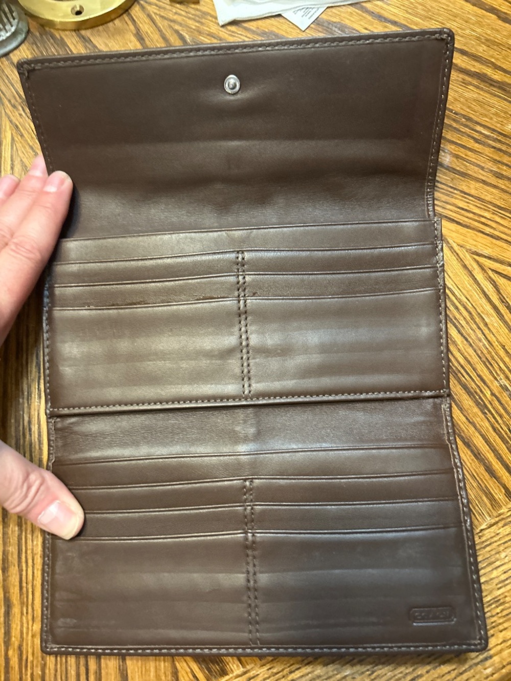 *AUTHENTIC* COACH Tri-Fold Purple/Magenta/Brown Canvas/Leather Wallet - Picture 3 of 6